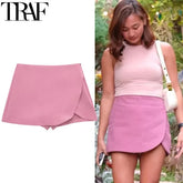 Women's High Waist Skort – Stylish Asymmetric Mini Skirt Shorts - Himpall
